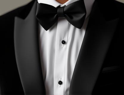 Close-up of a tuxedo and bow tie